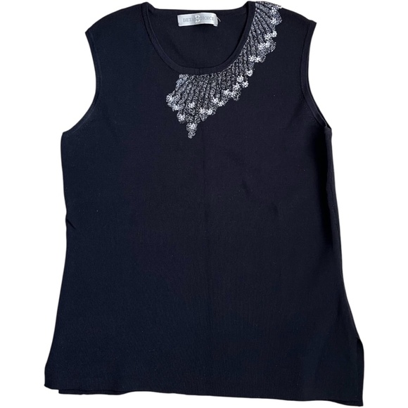 Beta’s Choice Women’s Tank Top Embellished Neckline - Picture 2 of 4